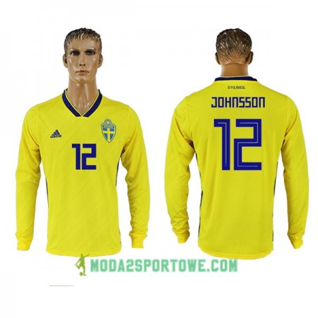 Koszulka Szwecja Johnsson 12 Mistrzostwa Świata 2018 Domowe Stroje Piłkarskie Długi Rękaw